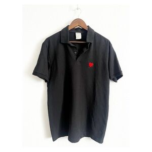 Graver Red Heart Black Short Sleeve Polo Shirt Size Medium